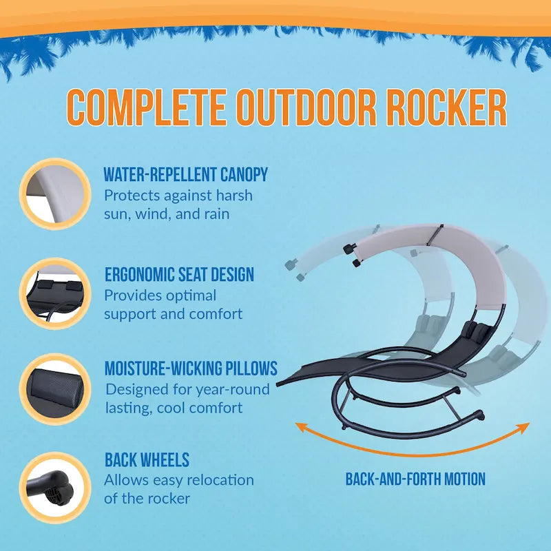 Island Retreat Ultra Comfortable Cool Mesh Dual Rocker With Canopy