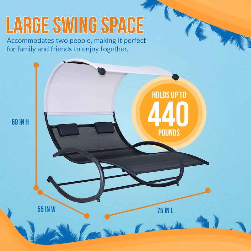 Island Retreat Ultra Comfortable Cool Mesh Dual Rocker With Canopy
