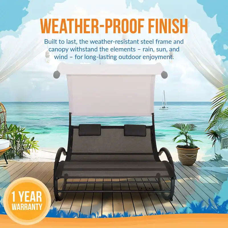 Island Retreat Ultra Comfortable Cool Mesh Dual Rocker With Canopy