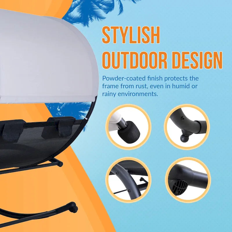 Island Retreat Ultra Comfortable Cool Mesh Dual Rocker With Canopy