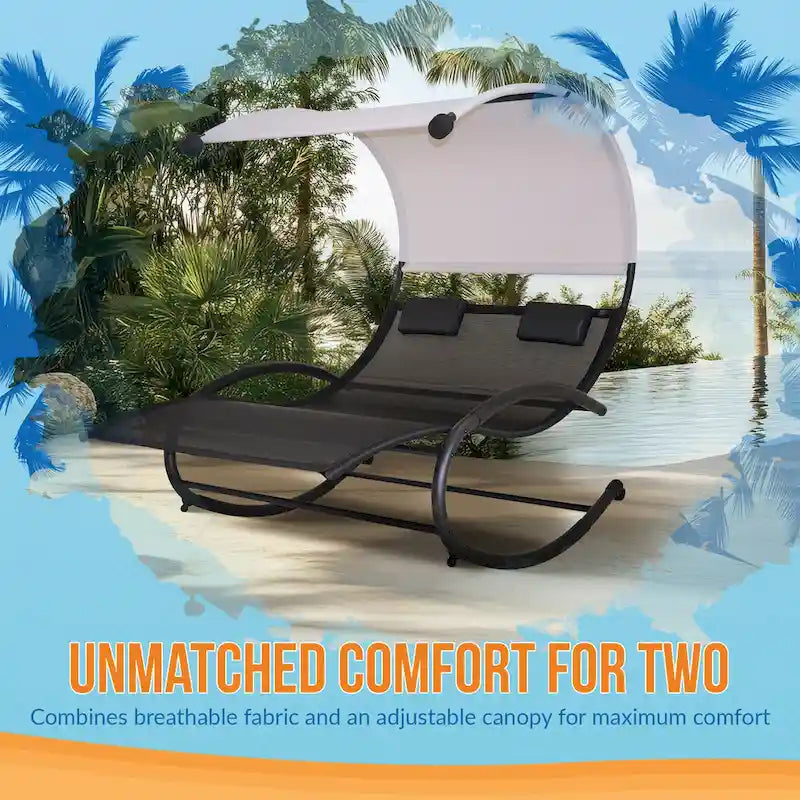 Island Retreat Ultra Comfortable Cool Mesh Dual Rocker With Canopy