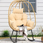 Moasis Rattan Rocking Egg Chair with Cushion