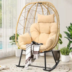 Moasis Rattan Rocking Egg Chair with Cushion