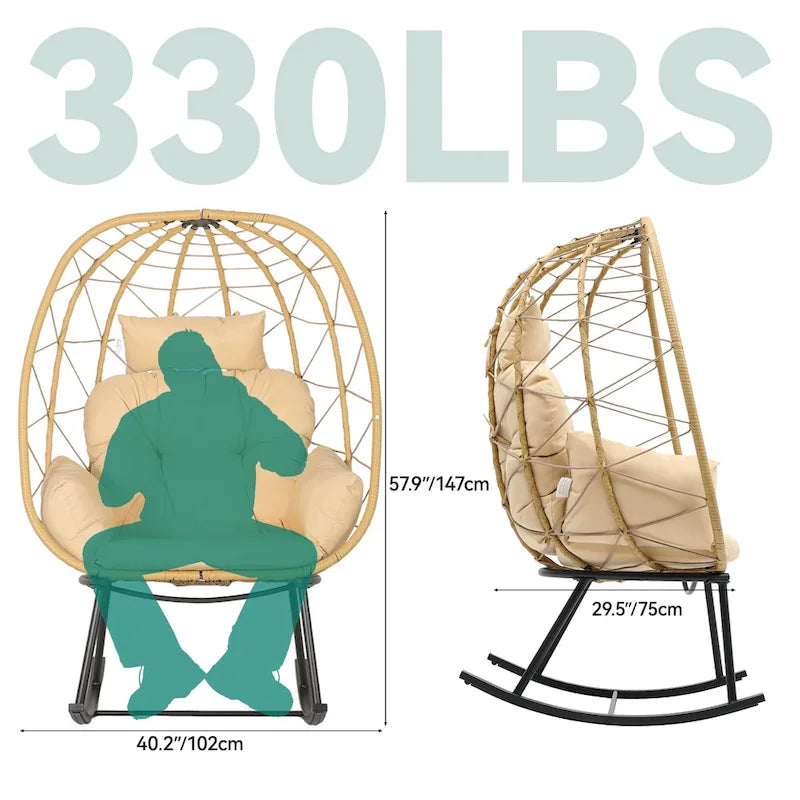 Moasis Rattan Rocking Egg Chair with Cushion