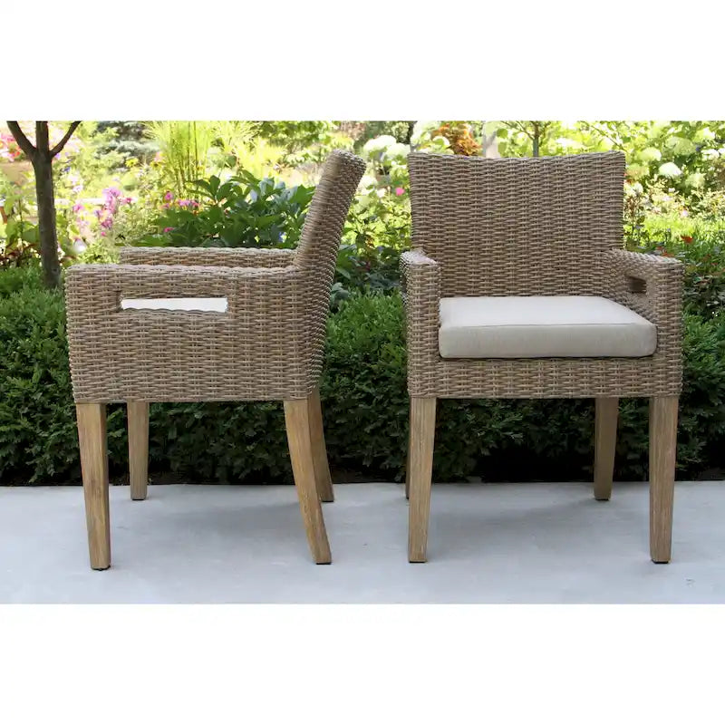 Cordelia 7-Piece Ivory Composite, Wheat Wicker and Eucalyptus Wash Rectangle Dining Set