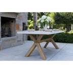 Cordelia 7-Piece Ivory Composite, Wheat Wicker and Eucalyptus Wash Rectangle Dining Set