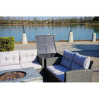 Patio Wicker Conversation Sofa with Fire Pit Table