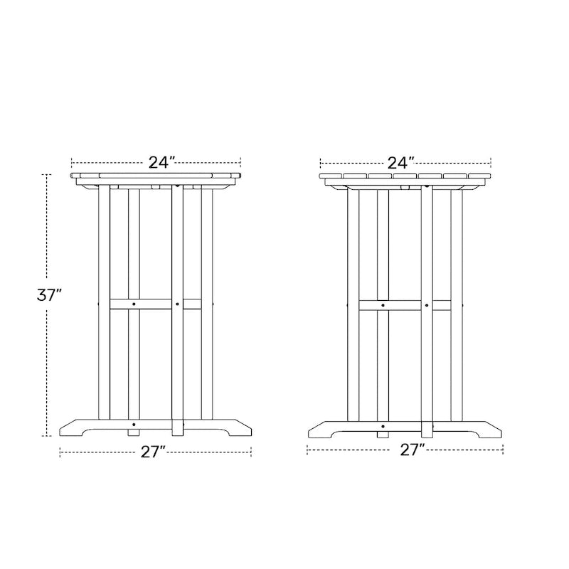 Polytrends Laguna Hdpe All Weather Outdoor Patio 24 Round Counter Bistro Table