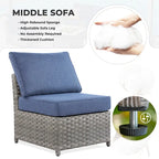 HOOOWOOO 16-piece Grey Rattan Outdoor Furniture Sectional Sofa Set Fire Pit Set with Swivel Chairs