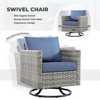 HOOOWOOO 16-piece Grey Rattan Outdoor Furniture Sectional Sofa Set Fire Pit Set with Swivel Chairs