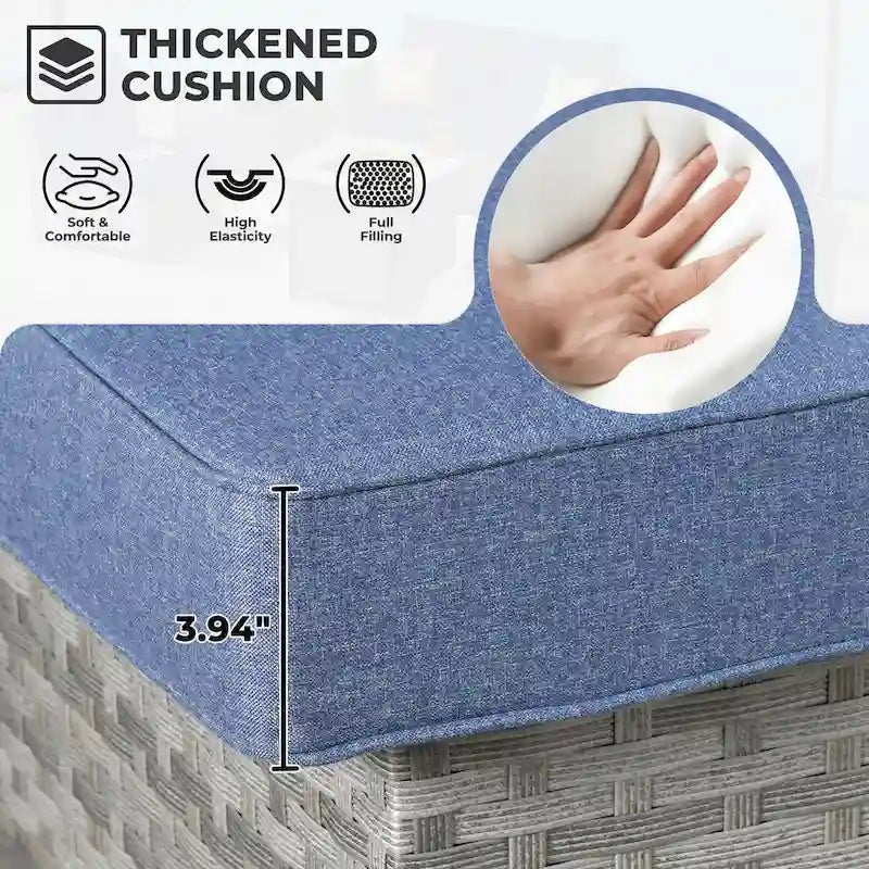 HOOOWOOO 16-piece Grey Rattan Outdoor Furniture Sectional Sofa Set Fire Pit Set with Swivel Chairs