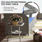 HOOOWOOO 16-piece Grey Rattan Outdoor Furniture Sectional Sofa Set Fire Pit Set with Swivel Chairs