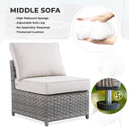 HOOOWOOO 16-piece Grey Rattan Outdoor Furniture Sectional Sofa Set Fire Pit Set with Swivel Chairs