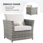 HOOOWOOO 16-piece Grey Rattan Outdoor Furniture Sectional Sofa Set Fire Pit Set with Swivel Chairs