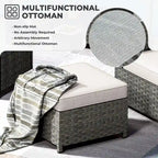 HOOOWOOO 16-piece Grey Rattan Outdoor Furniture Sectional Sofa Set Fire Pit Set with Swivel Chairs