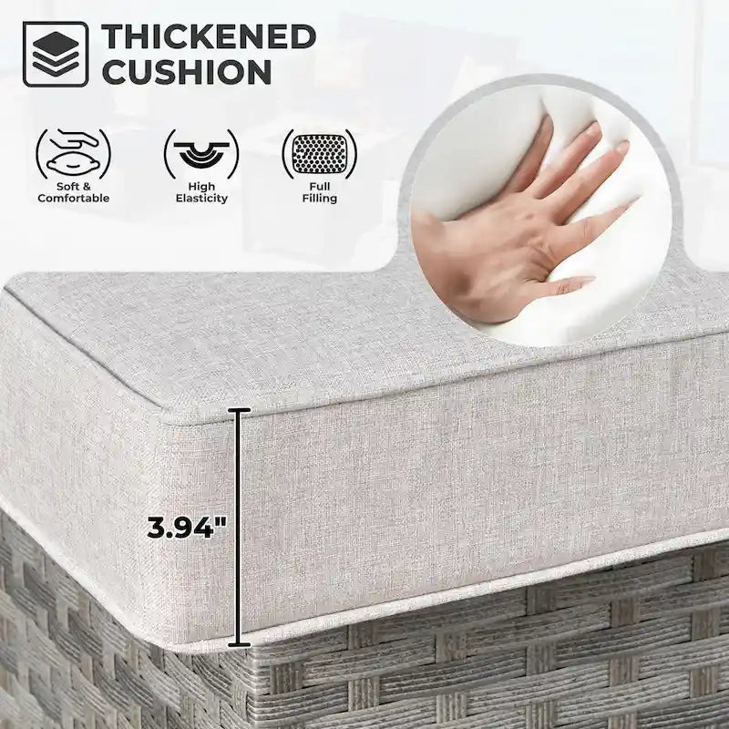 HOOOWOOO 16-piece Grey Rattan Outdoor Furniture Sectional Sofa Set Fire Pit Set with Swivel Chairs