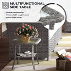 HOOOWOOO 16-piece Grey Rattan Outdoor Furniture Sectional Sofa Set Fire Pit Set with Swivel Chairs