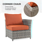 HOOOWOOO 16-piece Grey Rattan Outdoor Furniture Sectional Sofa Set Fire Pit Set with Swivel Chairs