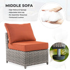 HOOOWOOO 16-piece Grey Rattan Outdoor Furniture Sectional Sofa Set Fire Pit Set with Swivel Chairs