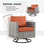 HOOOWOOO 16-piece Grey Rattan Outdoor Furniture Sectional Sofa Set Fire Pit Set with Swivel Chairs