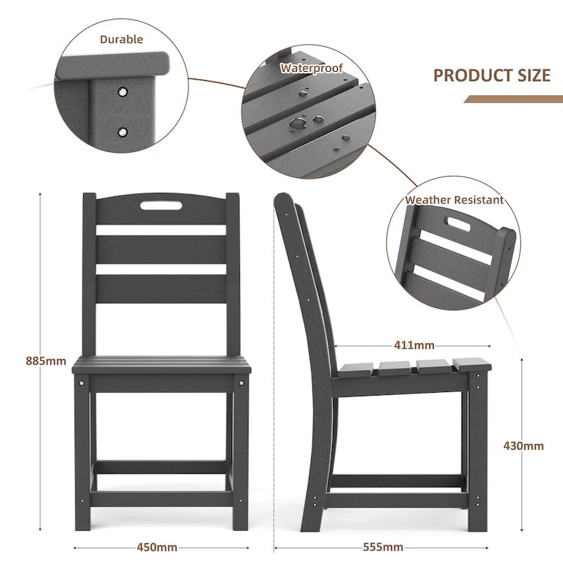 Outdoor Polyethylene Adirondack Dining Chair