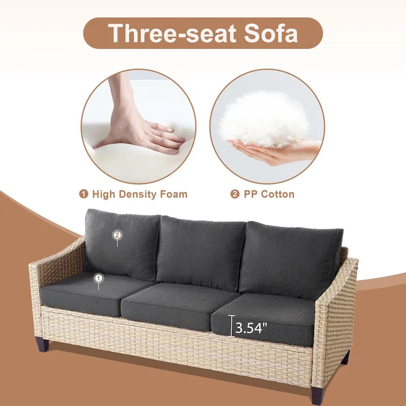 HOOOWOOO 7-piece Outdoor Wicker Patio Furniture Set with Fire Pit Table