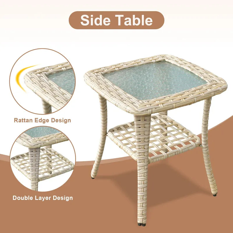 HOOOWOOO 7-piece Outdoor Wicker Patio Furniture Set with Fire Pit Table