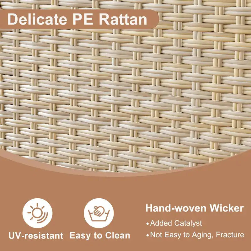 HOOOWOOO 7-piece Outdoor Wicker Patio Furniture Set with Fire Pit Table