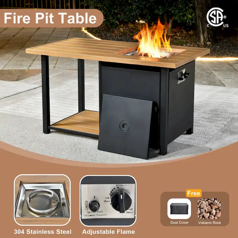 HOOOWOOO 7-piece Outdoor Wicker Patio Furniture Set with Fire Pit Table