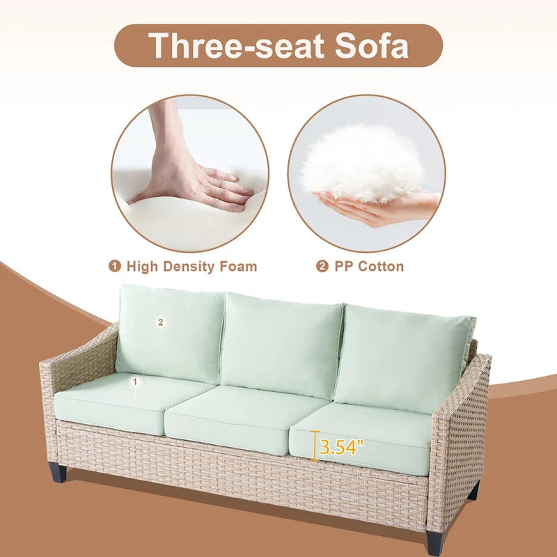 HOOOWOOO 7-piece Outdoor Wicker Patio Furniture Set with Fire Pit Table