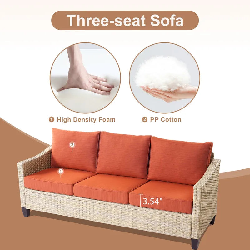 HOOOWOOO 7-piece Outdoor Wicker Patio Furniture Set with Fire Pit Table