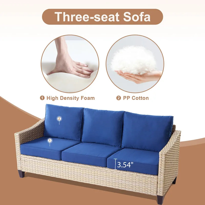 HOOOWOOO 7-piece Outdoor Wicker Patio Furniture Set with Fire Pit Table