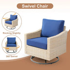 HOOOWOOO 7-piece Outdoor Wicker Patio Furniture Set with Fire Pit Table