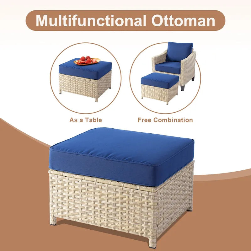 HOOOWOOO 7-piece Outdoor Wicker Patio Furniture Set with Fire Pit Table