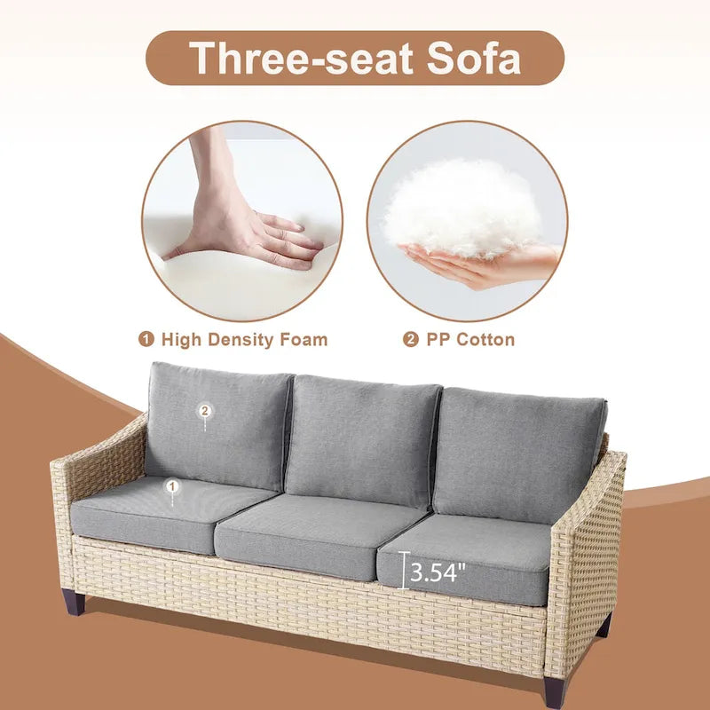 HOOOWOOO 7-piece Outdoor Wicker Patio Furniture Set with Fire Pit Table