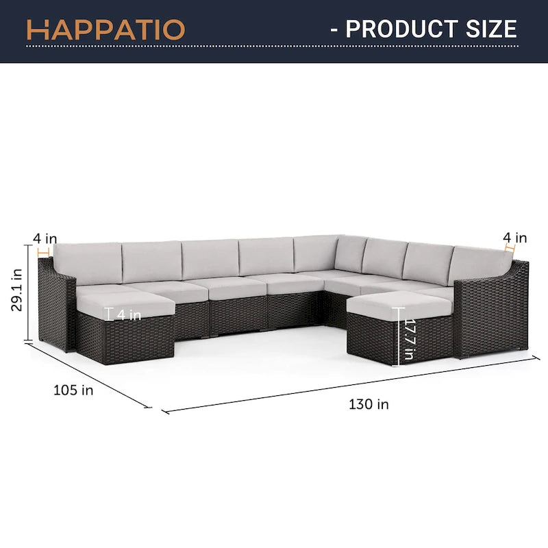 10 Piece Patio Sectional Conversation Set