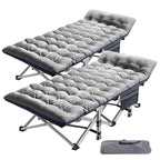 Portable Folding Camping Bed with Mattress, Guest Cot Bed 2PCS - 75