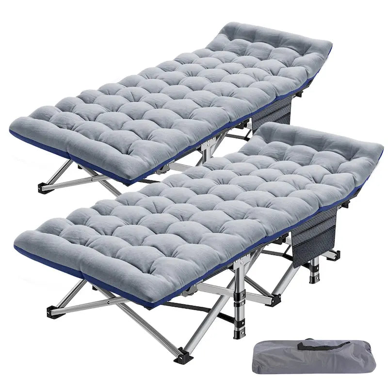 Portable Folding Camping Bed with Mattress, Guest Cot Bed 2PCS - 75