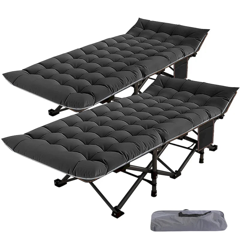 Portable Folding Camping Bed with Mattress, Guest Cot Bed 2PCS - 75