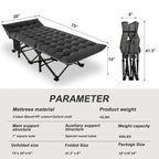 Portable Folding Camping Bed with Mattress, Guest Cot Bed 2PCS - 75