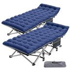 Portable Folding Camping Bed with Mattress, Guest Cot Bed 2PCS - 75