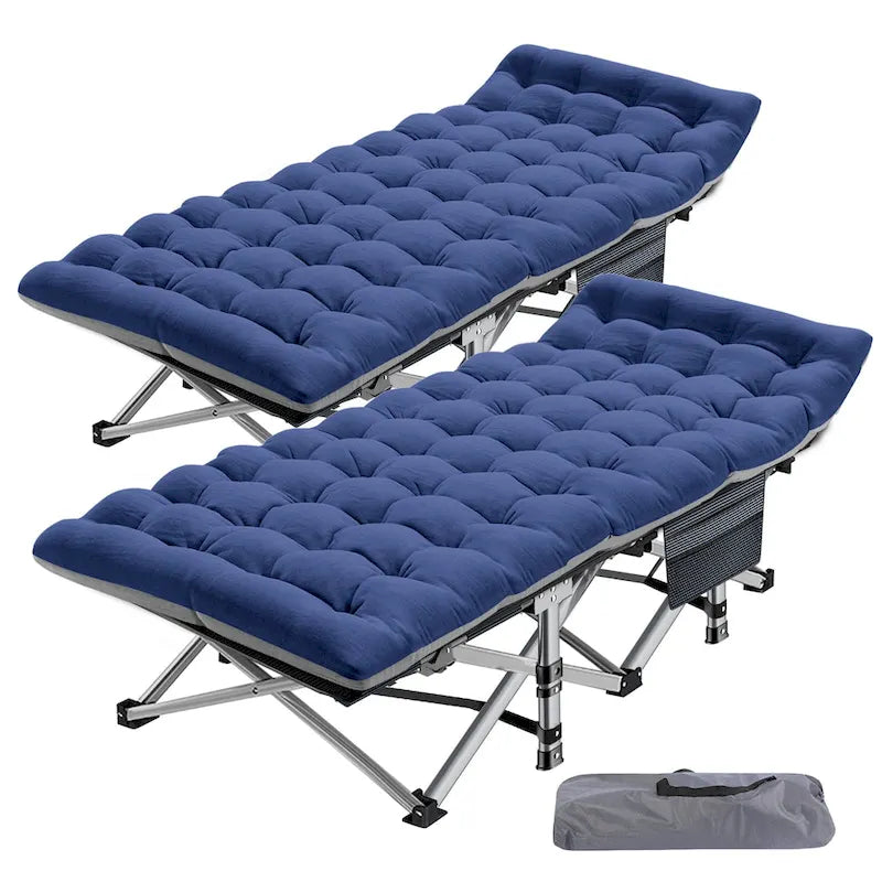 Portable Folding Camping Bed with Mattress, Guest Cot Bed 2PCS - 75