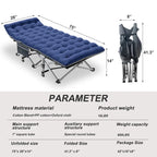 Portable Folding Camping Bed with Mattress, Guest Cot Bed 2PCS - 75