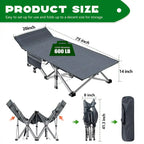 Portable Folding Camping Bed with Mattress, Guest Cot Bed 2PCS - 75