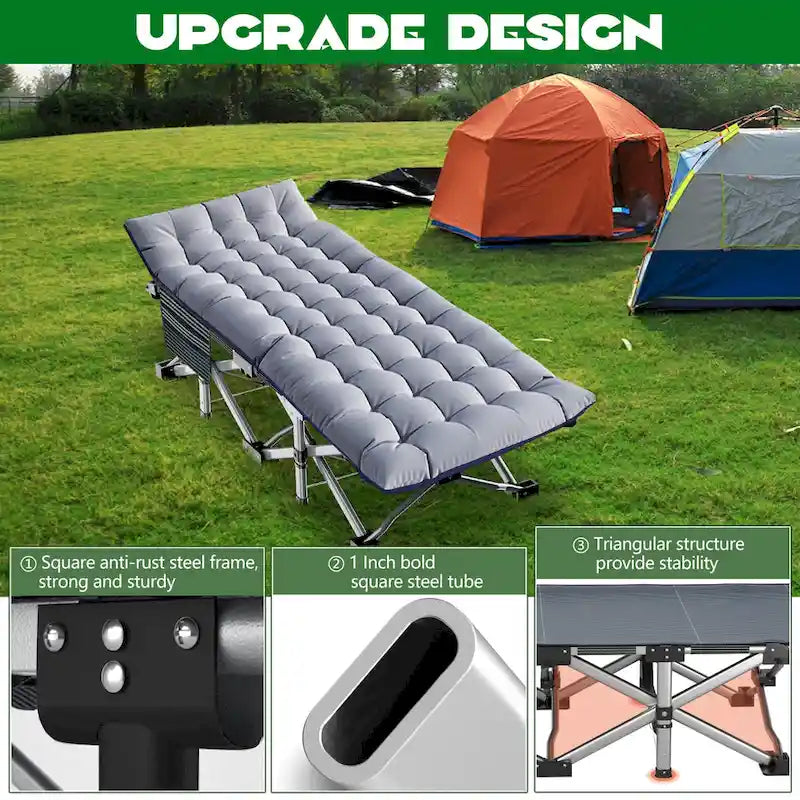 Portable Folding Camping Bed with Mattress, Guest Cot Bed 2PCS - 75