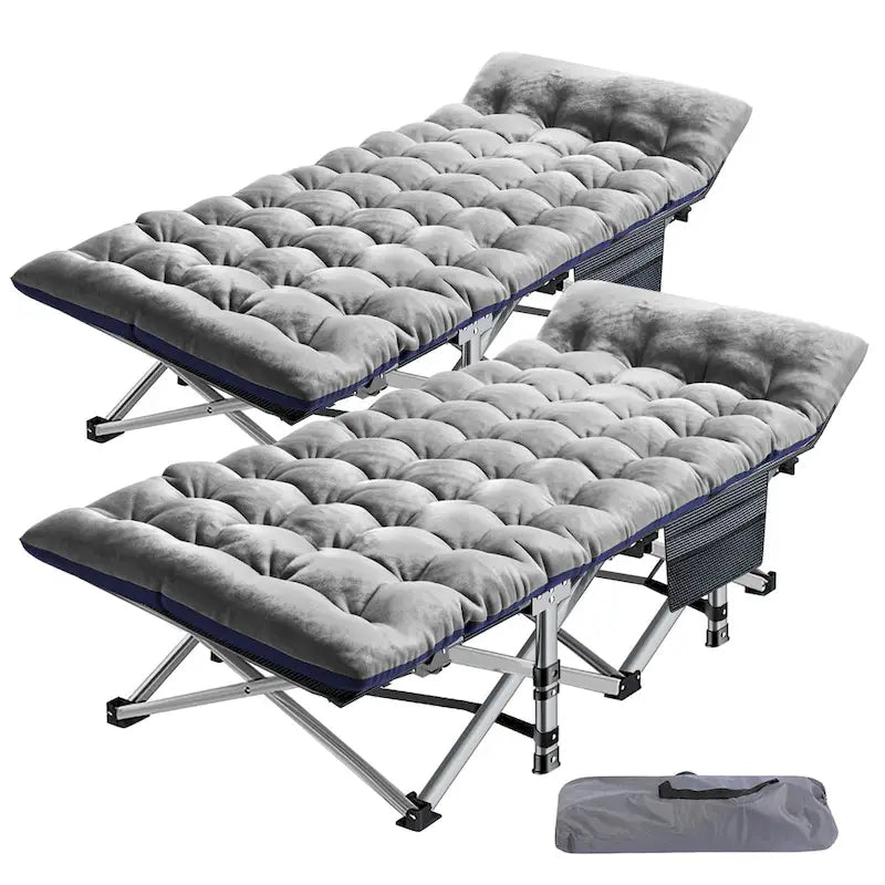 Portable Folding Camping Bed with Mattress, Guest Cot Bed 2PCS - 75