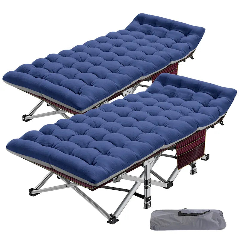 Portable Folding Camping Bed with Mattress, Guest Cot Bed 2PCS - 75