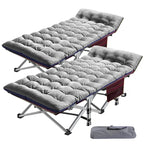 Portable Folding Camping Bed with Mattress, Guest Cot Bed 2PCS - 75