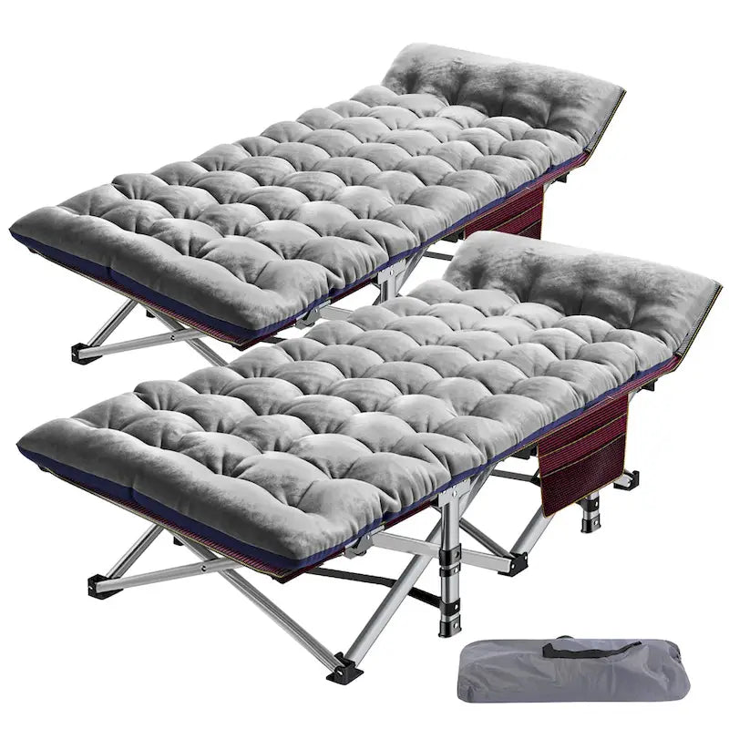 Portable Folding Camping Bed with Mattress, Guest Cot Bed 2PCS - 75
