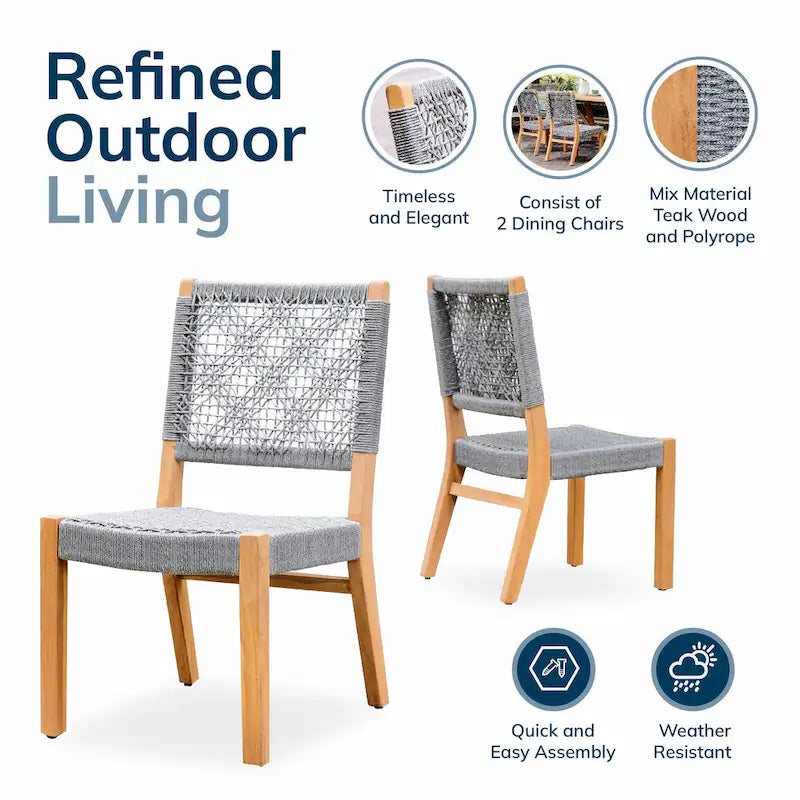 Nassau 2-piece Teak Patio Dining Chair